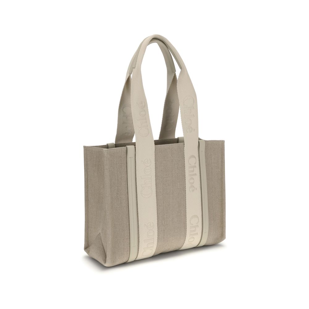 Chloé Beige Linen Shoulder Bag